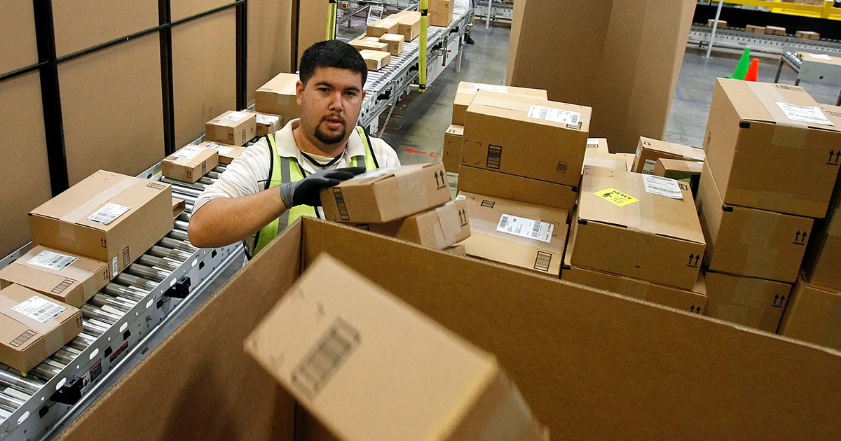 Man working at delivery warehouse