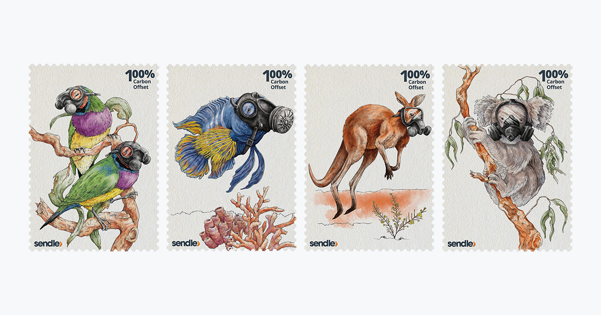 Sendle australia post stickers stamps carbon neutral challenge