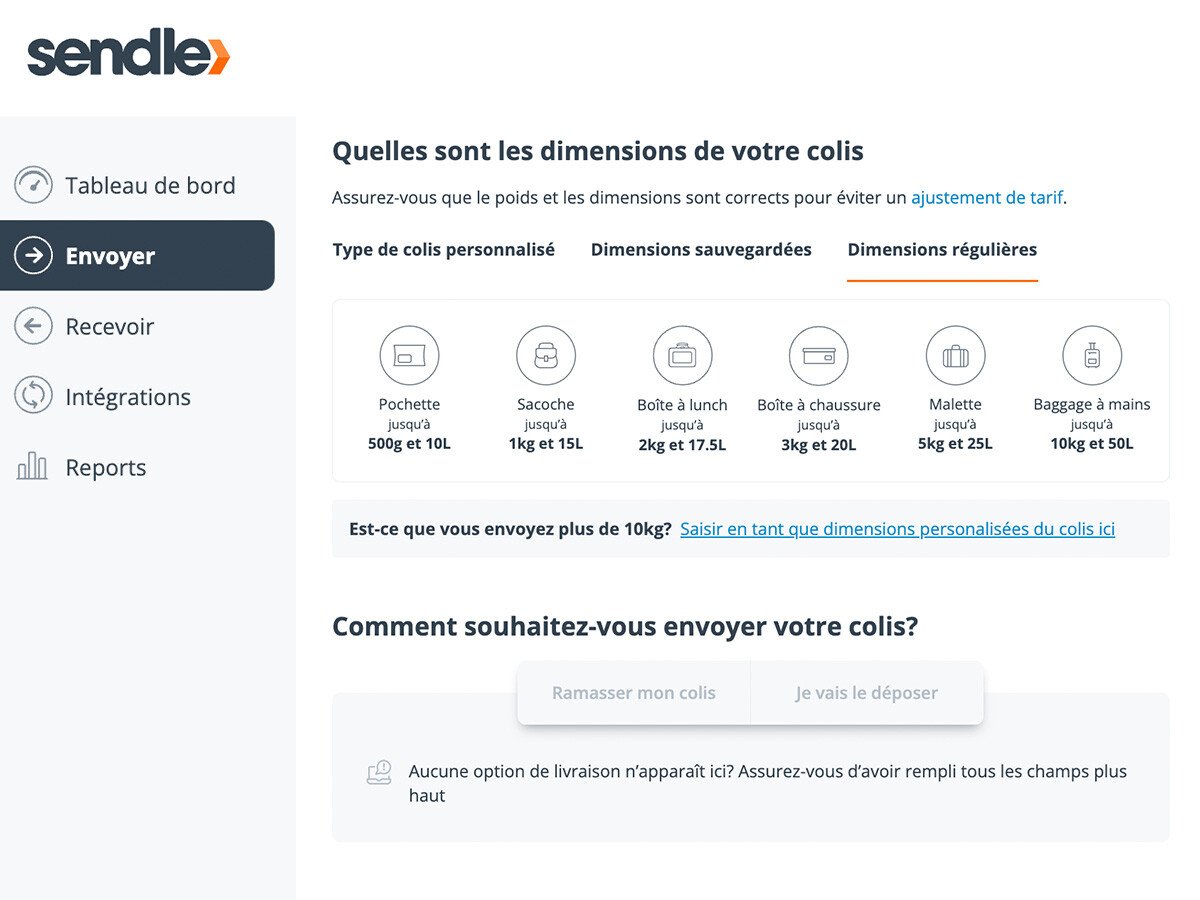 Parcel size dashboard