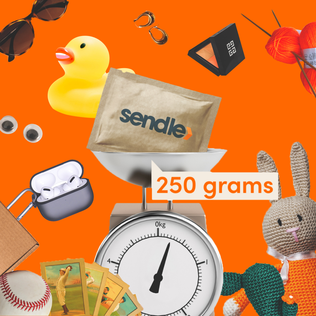 Sendle 250g puch on a scale and various items are surrounding it